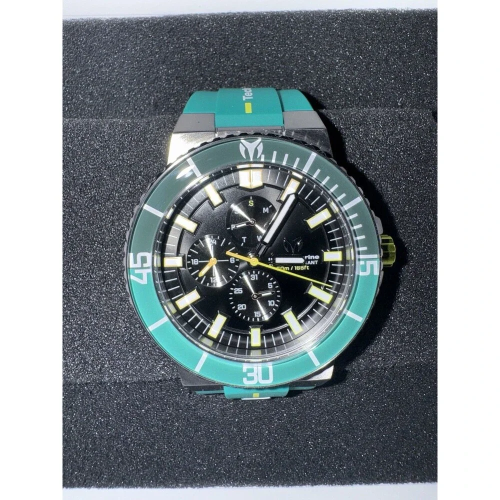 TechnoMarine Racing Legends Quartz Chronograph 43mm Black Dial Green Strap